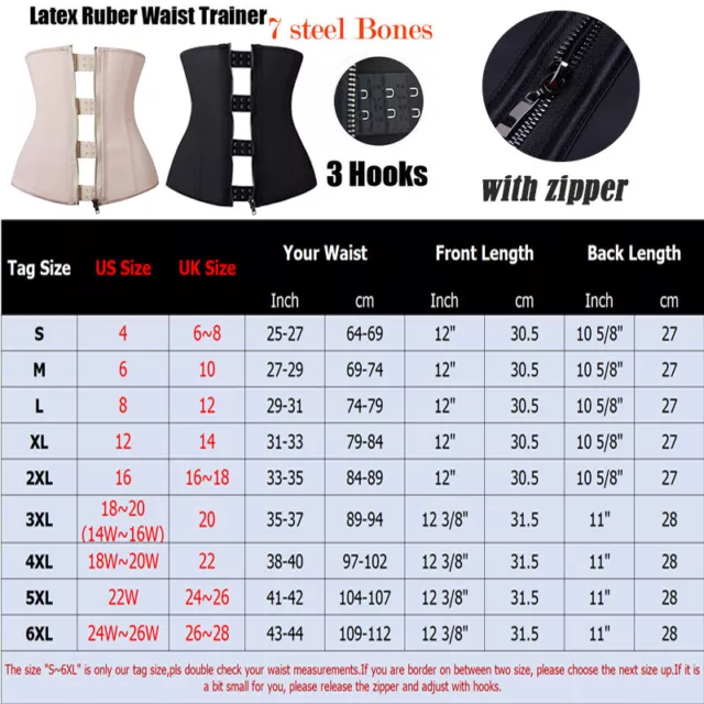 Women Latex Zip Waist Trainer Body Shaper Corset Tummy Control Girdle Slimming 2