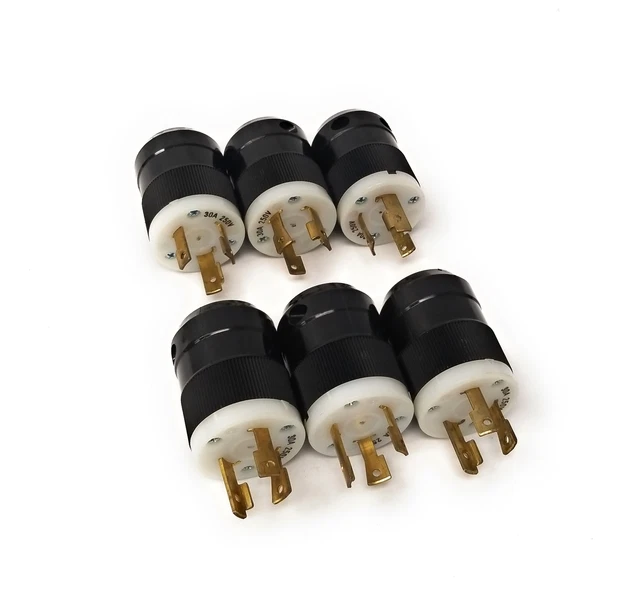 Lot of 6 Marinco L6-30P 30A 250V Male Turn & Pull Twist-Lock Plugs 2 Pole 3 Wire