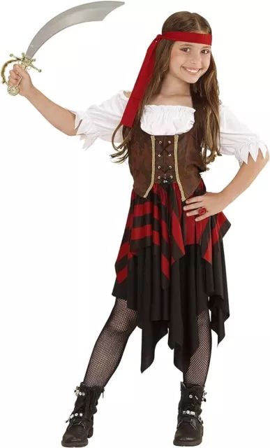 Costume Piratessa Bambina Travestimento Vestito Carnevale Corsara Pirata