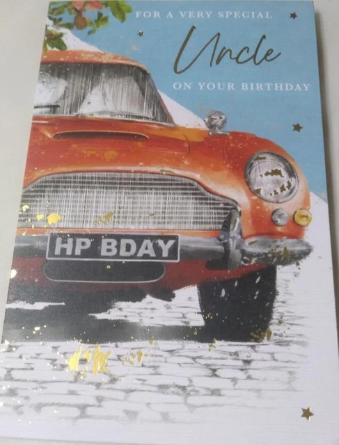 Biglietto di auguri di compleanno con mini auto rossa in stampa tipografica: amante delle auto d'epoca - Italia