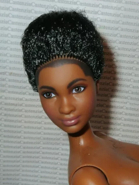 E26) Nude Barbie Raven Brown Eye Aa Curvy Articulated Ida B Wells Doll For Ooak