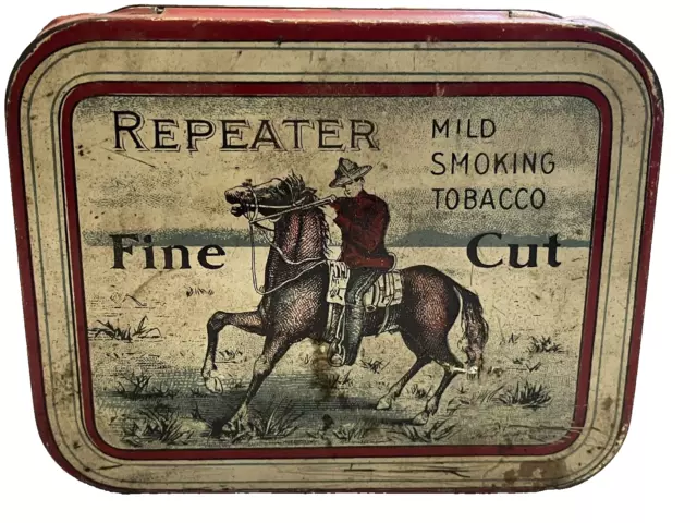 Repeater Fine Tobacco Tin Mild Smoking Fine Cut Antique Canada Advertising VTG