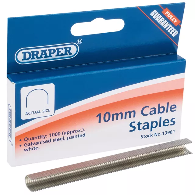 Draper 13961 1000 x 10mm Cable Or Wiring Staples