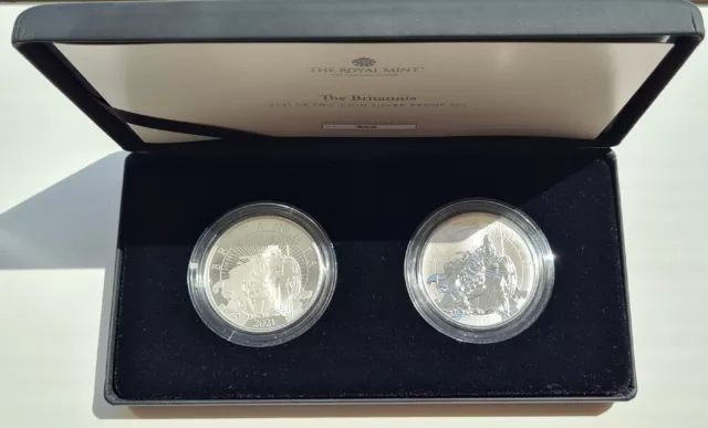 The Britannia 2021 UK Two-Coin Silver Proof Set From The Royal Mint