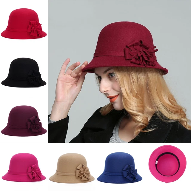 Chapeau Bibi Béret Féminin En Feutre De Laine Avec Fleur - Style Rétro élégant Pour Mariage Ou Cocktail
