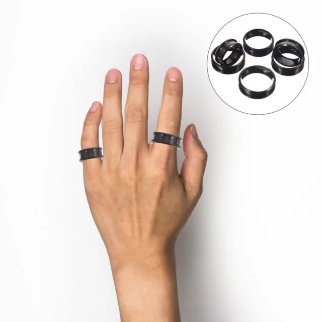 6 piezas anillos para dedos de acero inoxidable acanalados espacios en blanco fabricación de joyas ranurados