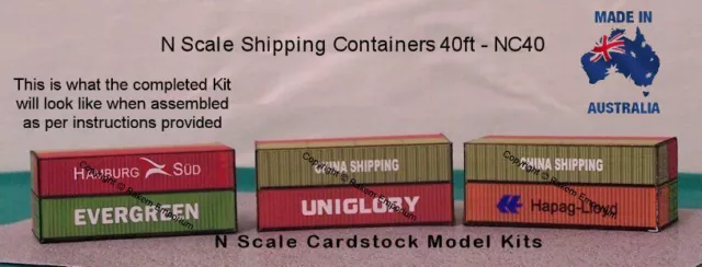 Containers Shipping 4 Stacks x 40ft Model Railway Kit N Scale NC40