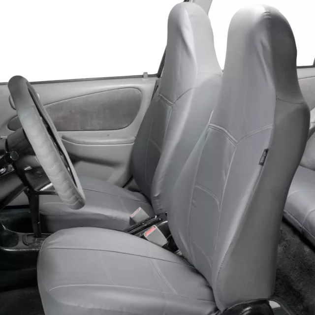 Highback Bucket Seat Covers Pair PU Leather For Auto Car SUV Truck Gray