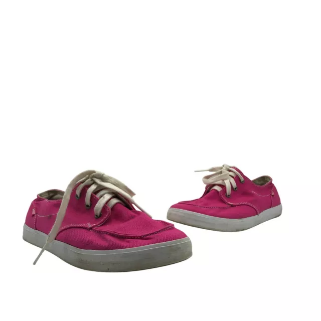 Reef Womens Girls Deckhand 2 Lace Up Boat Shoe Canvas Sneakers Hot Pink 8.5