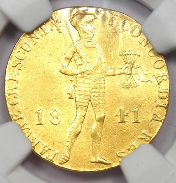 1841 Netherlands Gold Ducat Coin (1D) - Certified NGC AU Detail