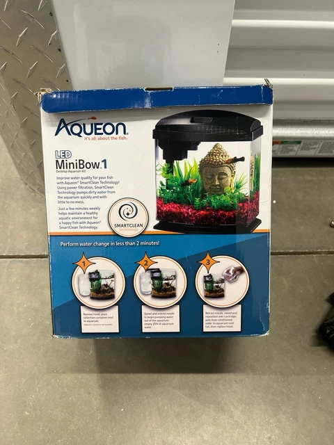 NEW AQUEON LED MiniBow 1 Black Desktop Aquarium Kit with Smartclean ...