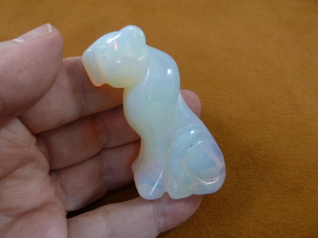 (Y-CHE-706) white Opalite CHEETAH gemstone figurine I love wild CATS cat statue