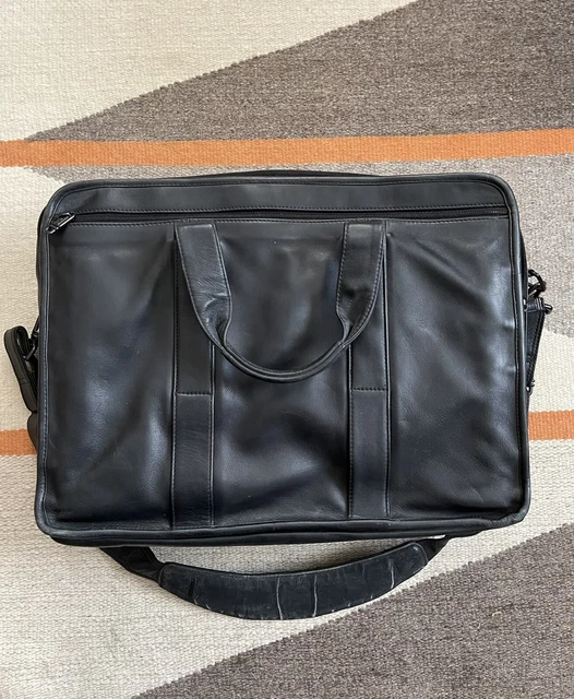 Tumi Alpha Laptop Computer Bag Black Leather Travel Briefcase Pockets Travel Bag 2