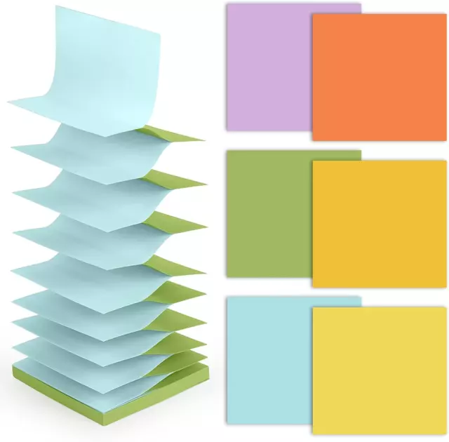 Post It Notes Pop-Up, Sticky Notes, 3X3 Inches, 8 Pads, Bright Colors Self-Stick