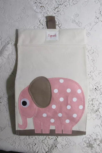 3 Sprouts Baby Pink Elephant Diaper Stacker Canvas Hanging Storage Bin NWOT