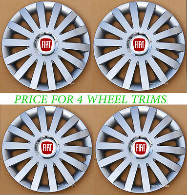 Silver 14" wheel trims, Hub Caps, Covers to fit Fiat 500 (Quantity 4) 3