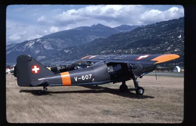 Dornier Do 27 - Schweizer Luftwaffe - V-607 - - Kodachrome original Flugzeugrutsche