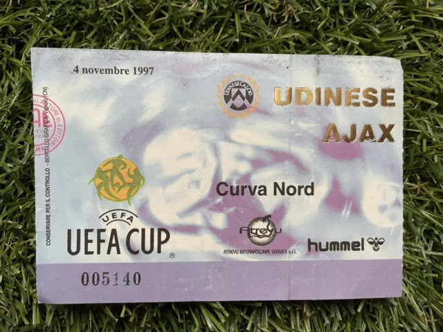 Biglietto calcio UDINESE - AJAX Ticket Football COPPA UEFA Stadio Friuli 1997