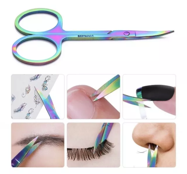 Scissors Super Sharp Curved Edge Cuticle Nail Arrow Point  Steel Eyebrow/5⭐️