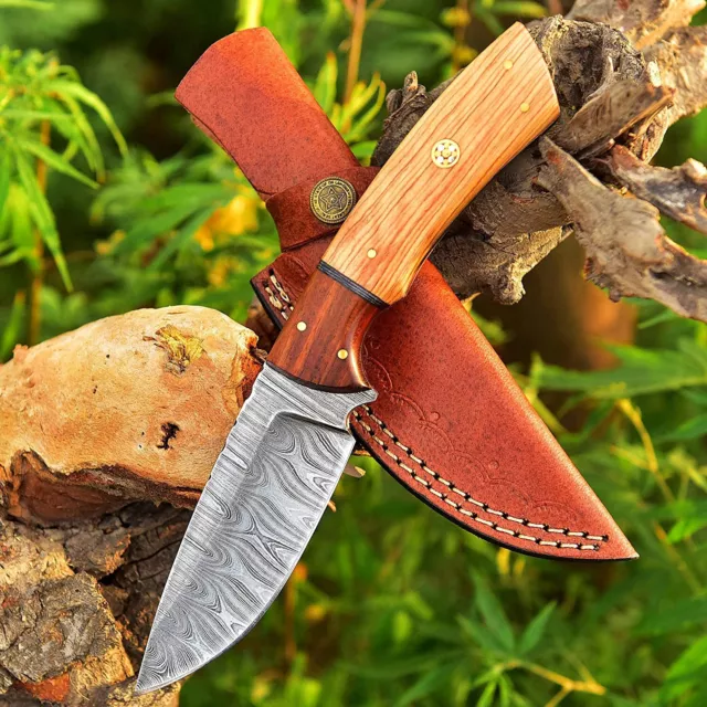 Custom Handmade Damascus Hunting Knife Fixed Blade Camping Survival Knife Gift