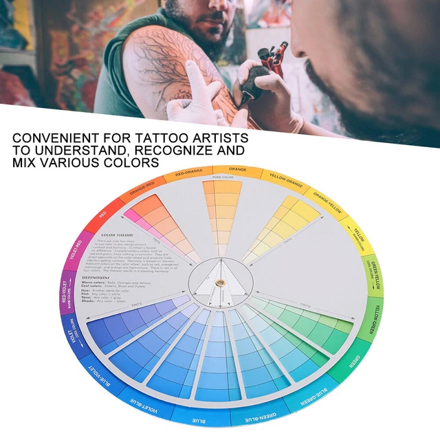 (23 cm de diámetro) Tatuaje Color Rueda Pigmento Color Rueda Mezcla Guía Tatuaje GSA