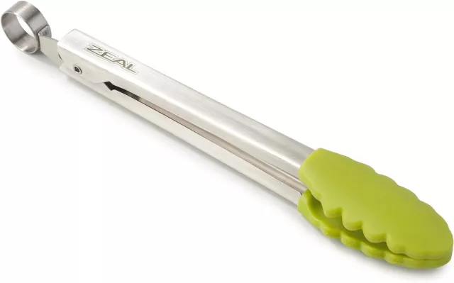 Zeal Silicone Cooks Tongs Mini Heat Resistant Lime Green J141 20cm 8"