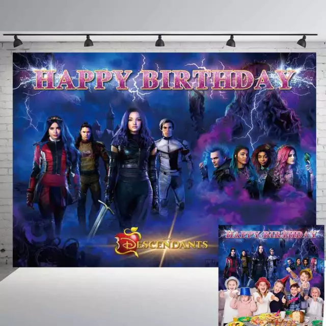 Descendants Happy Birthday Backdrop for Kids Party Supplies Banner
