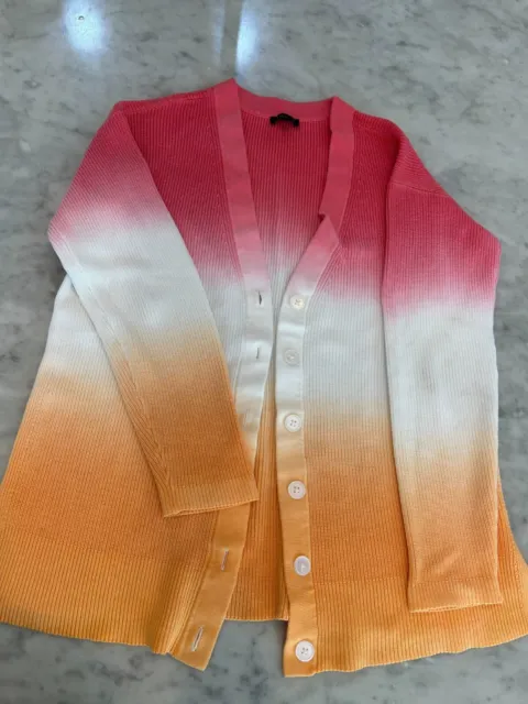 Womens Talbots Orange/Pink Ombre Ribbed Cardigan.  Size XS