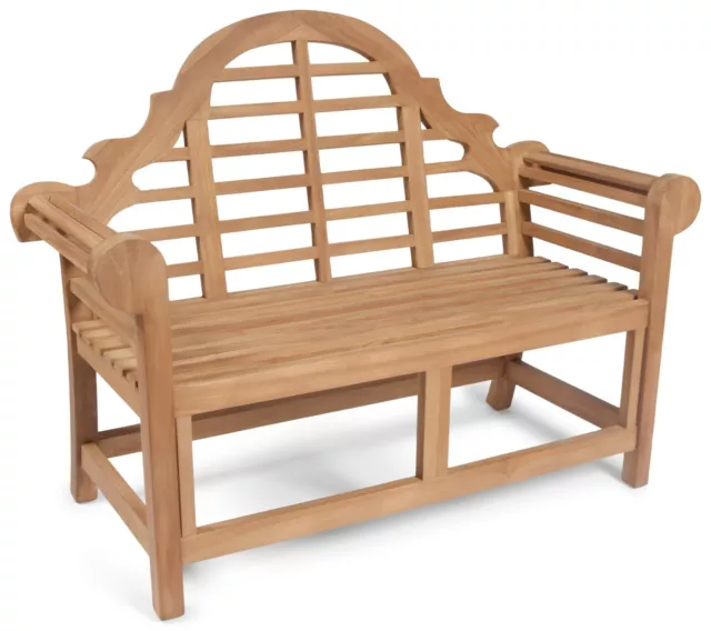 Lutyens Teak Garden Bench 120cm 4ft Marlborough 2 Seat Chunky FLEGT Certified