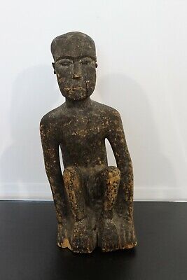 Vintage African Primitive Carved Wood Artifact Sculpture Man