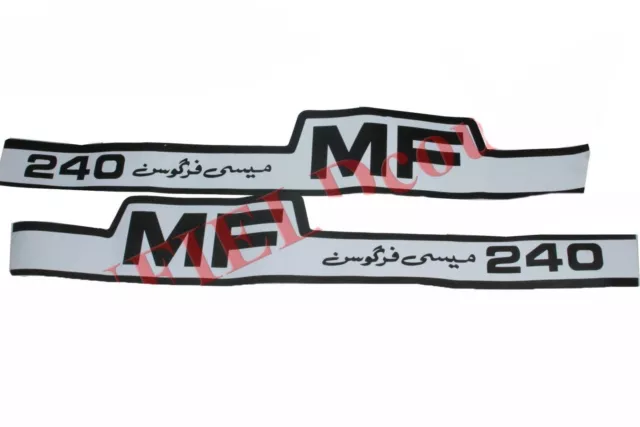 For Massey Ferguson 240 Tractor Bonnet Side Decal Emblem Sticker Set GEc