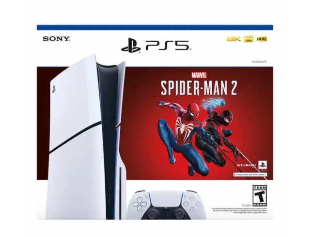 PS5 Slim Console Marvels Spider-Man 2 Bundle + PS5 DualSense Controller  Purple