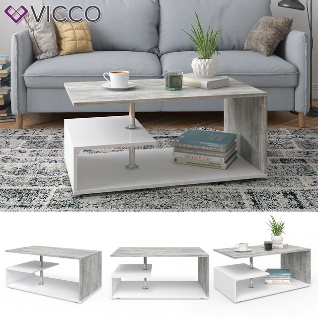 Tavolino Da Caff&egrave; Elias Vicco Bianco 70x70cm - Piano Girevole 360&deg;, Design Moderno Per Soggiorno