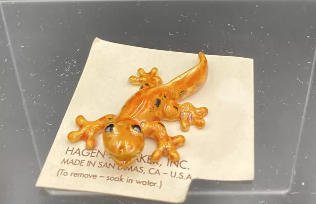 Hagen-Renaker Orange Salamader Miniature Figurine on Card