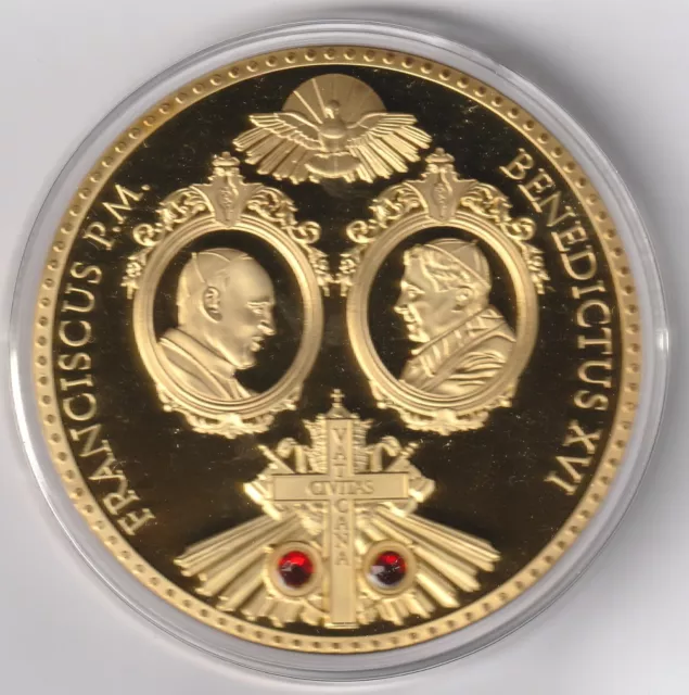 Gigant Medaille Vatikan Wappen Päpste 110 g, 70 mm 2013 in PP Zertifikat   (G1)