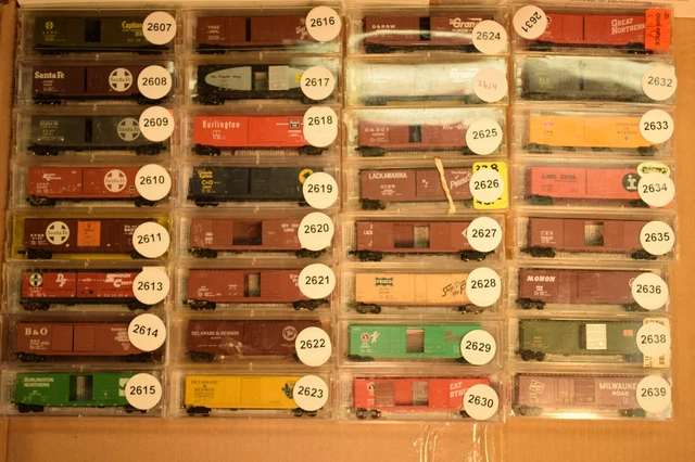 Micro-Trains 50' BOX CAR BN NP RG SF CB&Q B&O NYC MP PC DH EL  sold individually