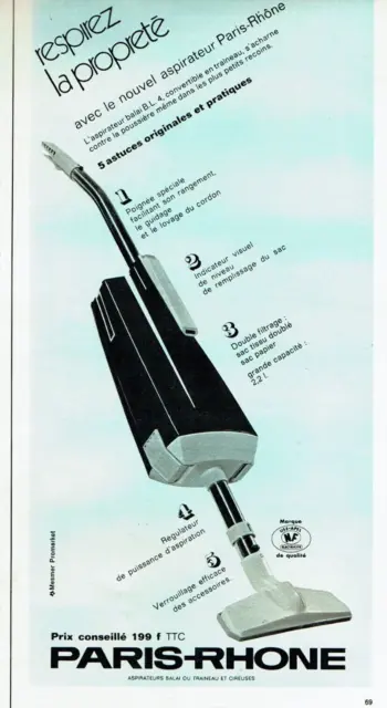 1971 Advertising 0623 Paris Rhone Broom Vacuum Cleaner