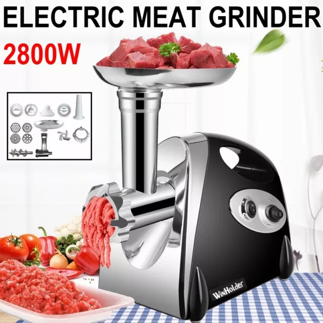 2800W Electric Meat Grinder Mincer Sausage Maker Filler Kitchen With 4 Blade UK