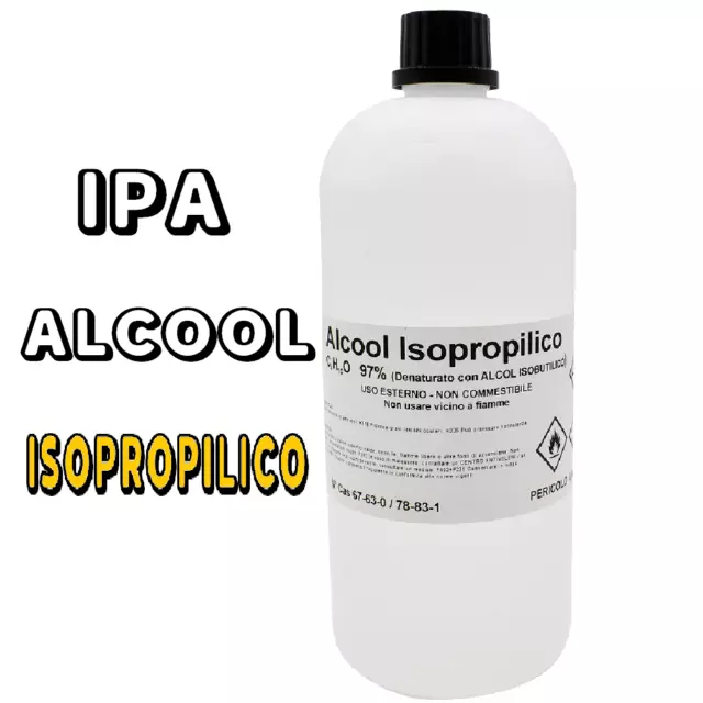 Alcool alcol isopropilico IPA 1l litro pulizia detergente vetro plastica puro 99
