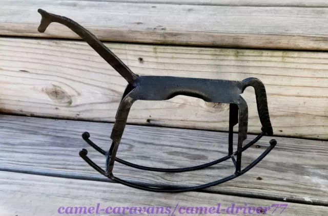 Vintage HAND FORGED Wrought Iron ROCKING HORSE Primitive FOLK ART Sculpture