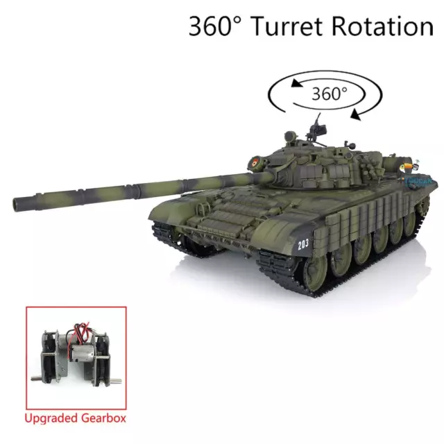 Heng Long 1/16 RC RTR Tank Soviet T72 7.0 Plastic 3939 Steel Gearbox Armor 360°