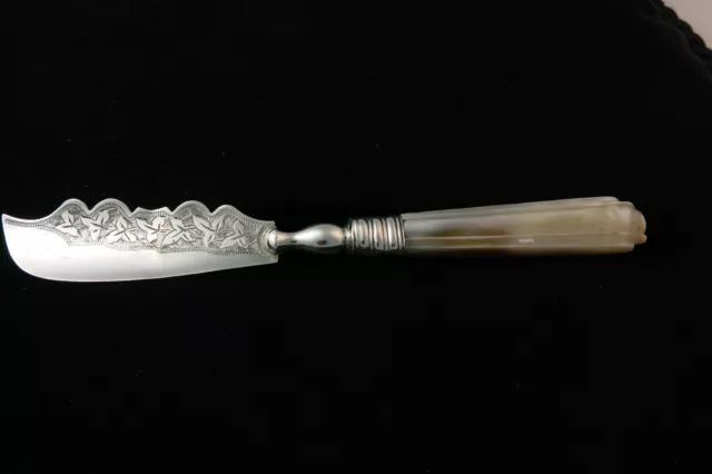 Victorian 1888 Sterling Silver Butter Knife Spreader MOP Handle