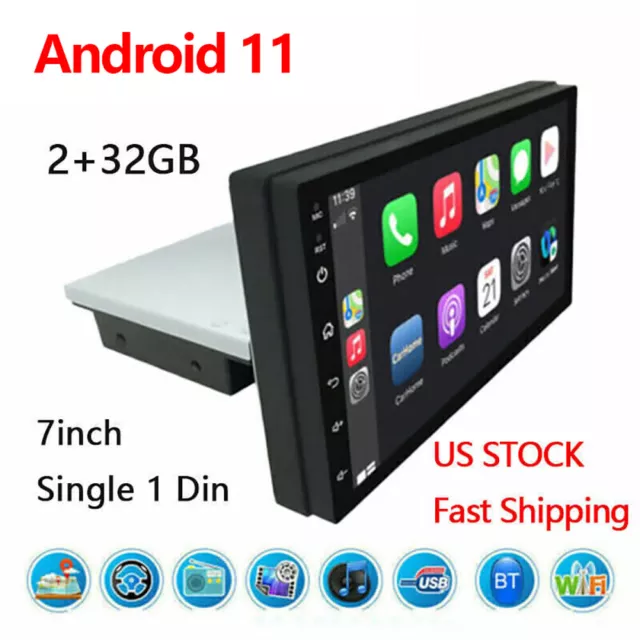 7 Inch Android 11 Car Radio Stereo GPS Audio Player Single 1 Din WIFI BT FM 32GB