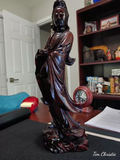 Antique, Guan Yin statue Hand Carved Rosewood