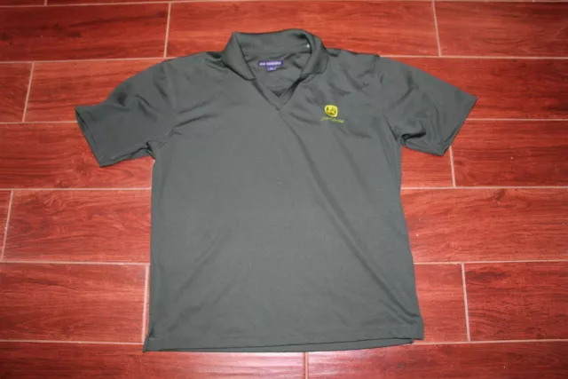 John Deere Ladies We're For Loggers Green Polo Shirt V-Neck Size Large S/S Used