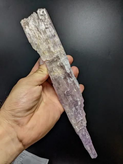 Natural heavily etched large pink kunzite crystal floater, double terminated.