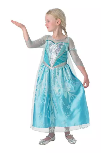 Elsa Premium Costume w Cape Girls Official Disney Frozen Princess Dress Velour
