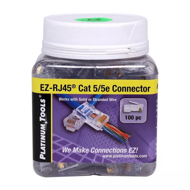 Platinum Tools 202003J EZ-RJ45 Cat5/5e Connectors (Jar of 100) **Open Box** 2