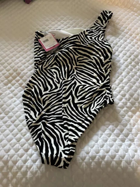 Kate Spade One Shoulder One Piece Zebra Print Swimsuit - Size M New With Tags
