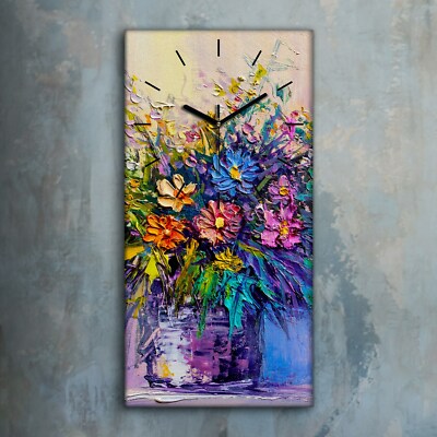 Kitchen Horloge murale sur toile 30x60 Painting Meadow Flowers Countryside Kitchen Decor 